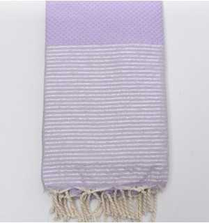 Beach towel honeycomb lilac with lurex Fouta Tunisia - 1