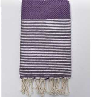 Beach towel honeycomb purple with lurex Fouta Tunisia - 1