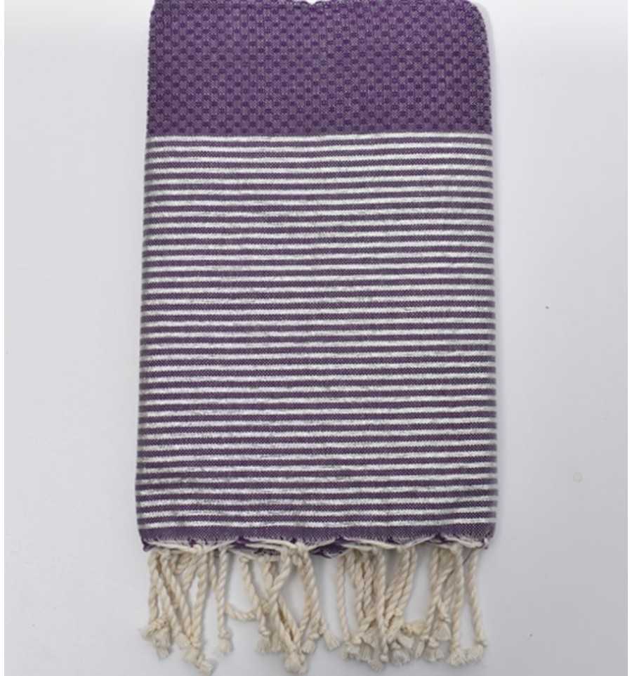 Beach towel honeycomb purple with lurex Fouta Tunisia - 1