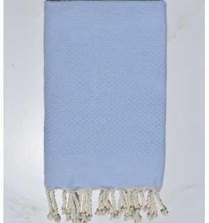 Plain honeycomb sky blue fouta Fouta Tunisia - 1