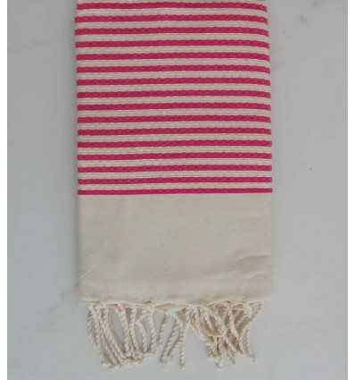 Honeycomb striped 1cm candy pink stripes fouta