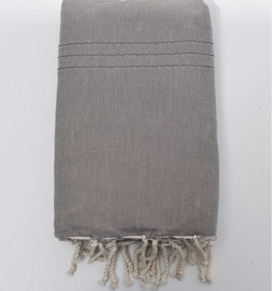 Thrown light taupe 1.50m*2.50m Fouta Tunisia - 1