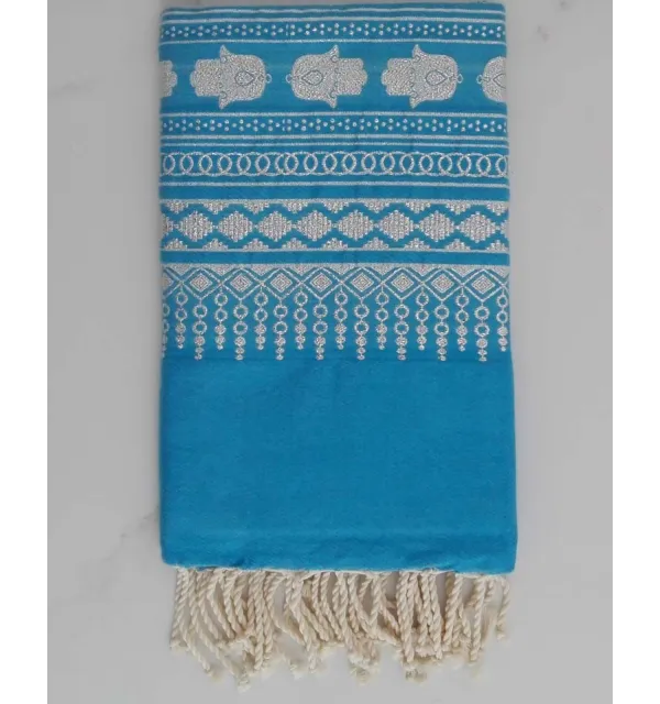 Beach towel Khomsa azure blue 