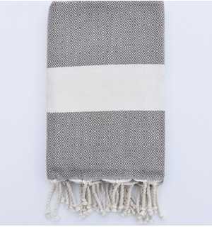 Chevron taupe  Beach towel Fouta Tunisia - 1 2