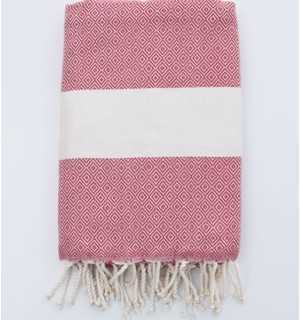 Beach Towel Diamond coral pink Fouta Tunisia - 1