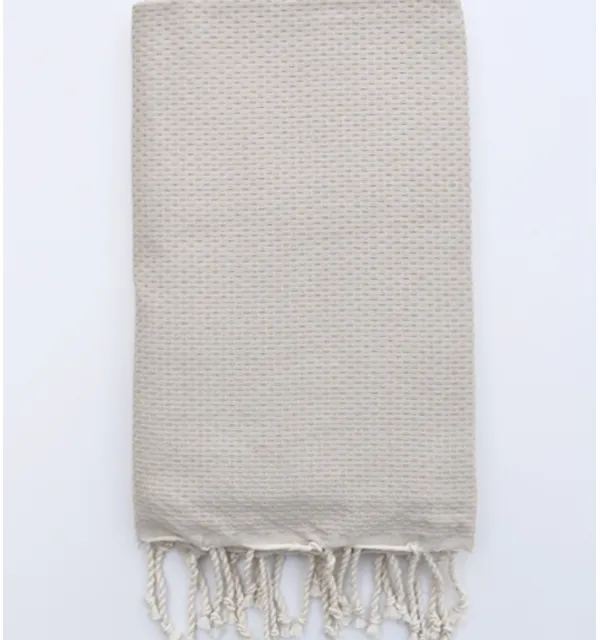 Plain honeycomb beige fouta Fouta Tunisia - 1