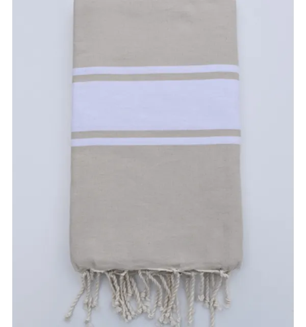 Light beige flat beach towel Fouta Tunisia - 1