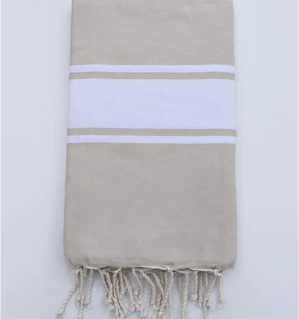Light beige flat beach towel Fouta Tunisia - 2