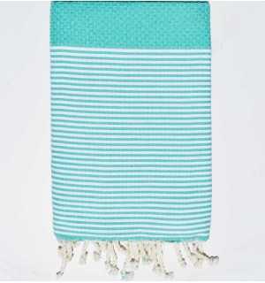 Beach towel honeycomb pacific green Fouta Tunisia - 1