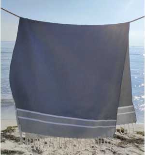 Ash grey chevron beach towel Fouta Tunisia - 1
