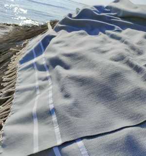 Ash grey chevron beach towel Fouta Tunisia - 1 2