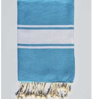 Flat dark tiffany blue beach towel Fouta Tunisia - 1