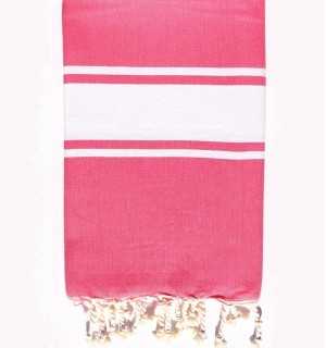 Flat candy pink beach towel Fouta Tunisia - 1