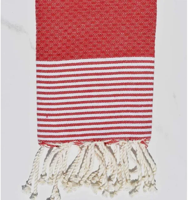 Red honeycomb napkin Fouta Tunisia - 1