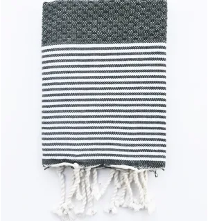 Set of 10 dark green napkins with stripes Fouta Tunisia - 2 2