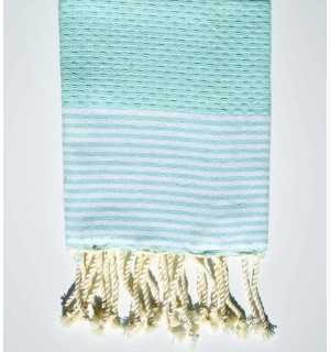 Sea green napkins with stripes Fouta Tunisia - 1 2