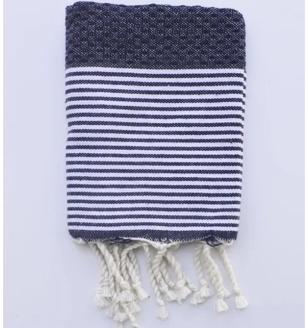 Midnight blue honeycomb napkin with stripes Fouta Tunisia - 1