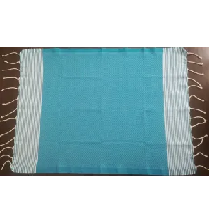 Cornflower blue napkin with stripes Fouta Tunisia - 1 2