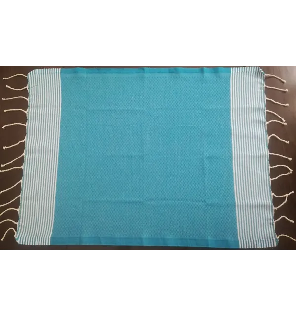Cornflower blue napkin with stripes Fouta Tunisia - 2