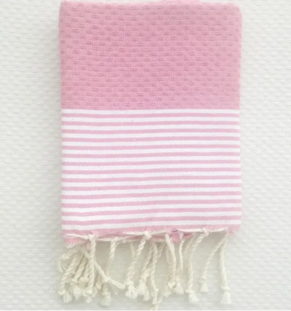 Set of 10 light pink napkins with stripes Fouta Tunisia - 1