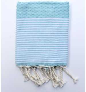 Set of 10 azurin napkins with stripes Fouta Tunisia - 1