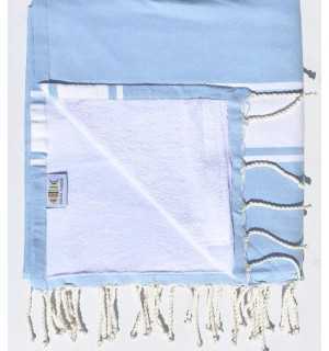 beach towel doubled sponge  blue sky and blue Fouta Tunisia - 1