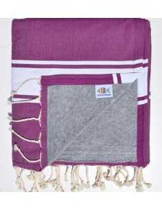 Dark purple and gray beach towel Fouta Tunisia - 2