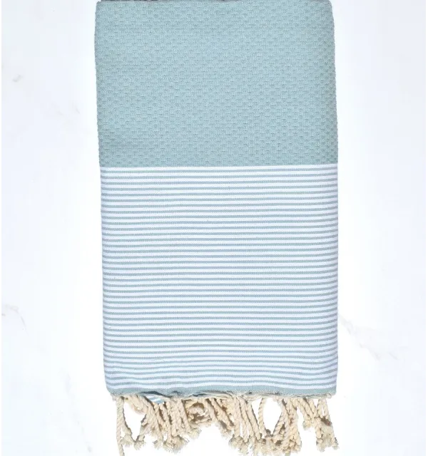 HONEYOMB frost blue striped white fouta Fouta Tunisia - 1