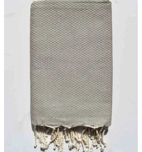 Beach towel Honeycomb united light khaki Fouta Tunisia - 1