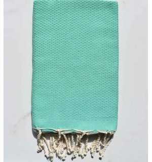 Plain honeycomb turquoise green fouta Fouta Tunisia - 1