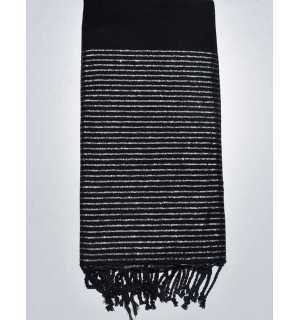 Thrown black with silver lurex thread Fouta Tunisia - 1