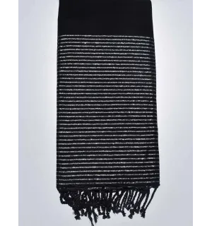Thrown black with silver lurex thread Fouta Tunisia - 1