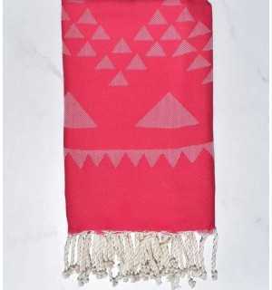 Incarnadine pink bohemian beach towel Fouta Tunisia - 1
