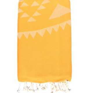 Yellow mustard Bohemian beach towel Fouta Tunisia - 1
