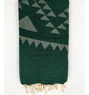 Beach towel bohemian green grass Fouta Tunisia - 1