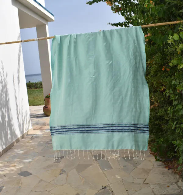Thalasso beach towel sea green Fouta Tunisia - 4