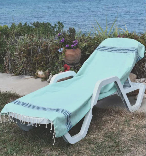 Thalasso beach towel sea green Fouta Tunisia - 1