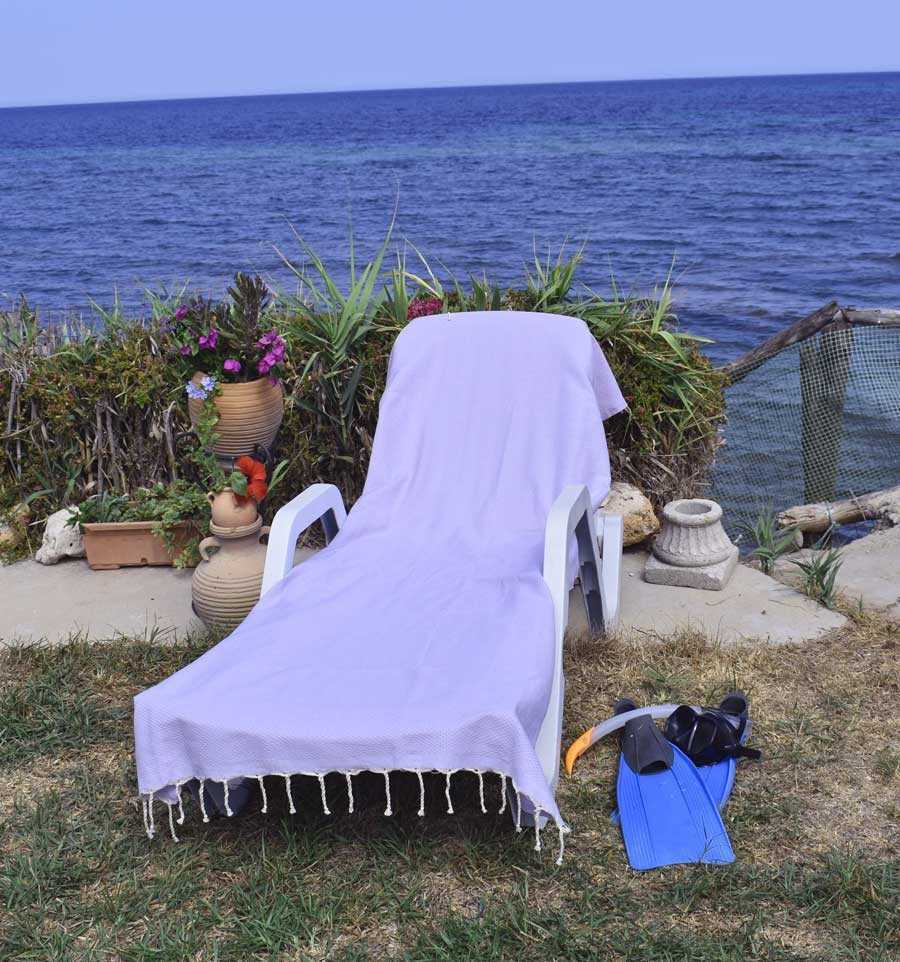 Plain lavender beach towel Fouta Tunisia - 1