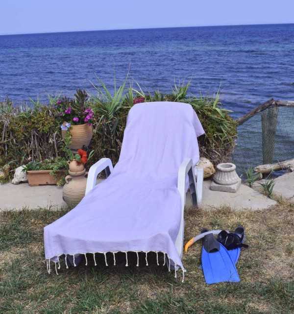 Plain lavender beach towel Fouta Tunisia - 1