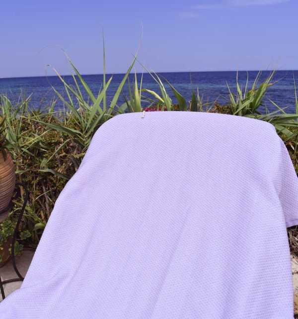 Plain lavender beach towel Fouta Tunisia - 3