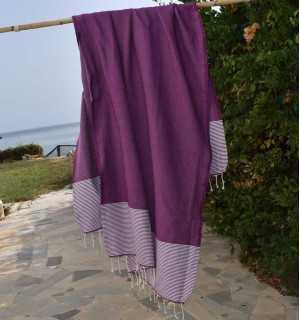 Honeycomb Maximum Red Purple beach towel Fouta Tunisia - 1 2