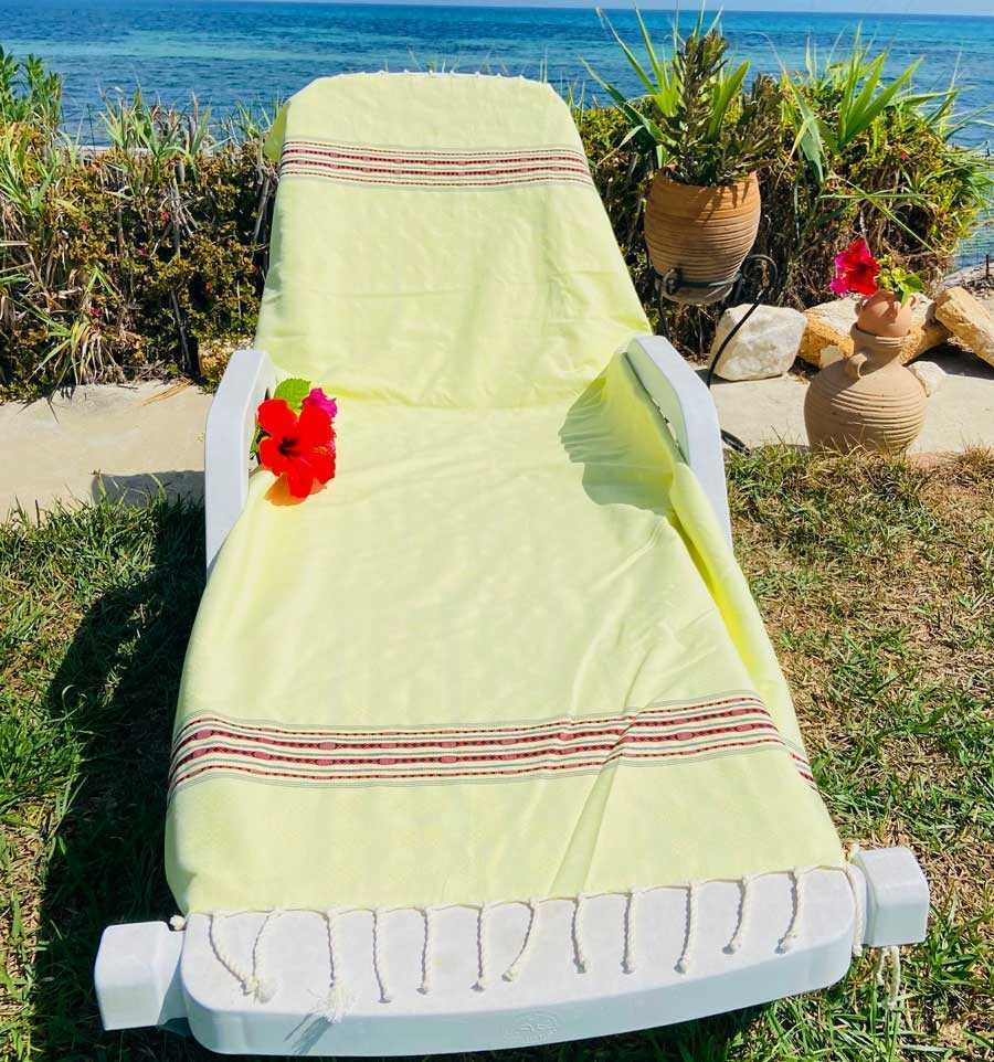 Thalasso pistachio green with patterns fouta Fouta Tunisia - 1
