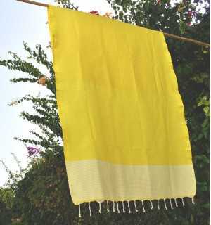 Honeycomb lime yellow striped white fouta Fouta Tunisia - 1 2