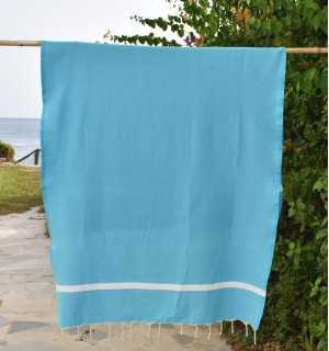 Honeycomb Deep sky blue beach towel Fouta Tunisia - 1