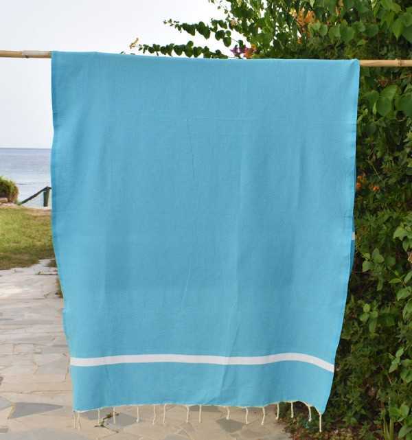 Honeycomb Deep sky blue beach towel Fouta Tunisia - 1