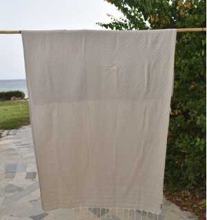 Beach Towel Jaquard Diamond Beige Fouta Tunisia - 1