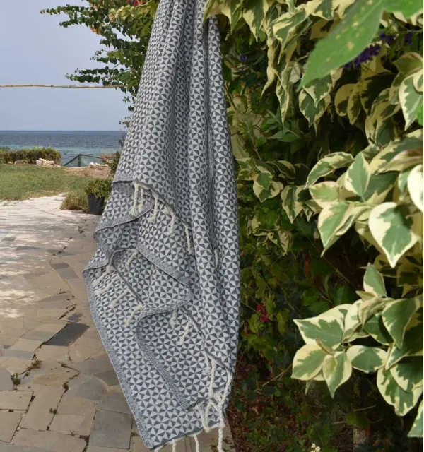 Barbeau blue butterfly beach towel Fouta Tunisia - 3