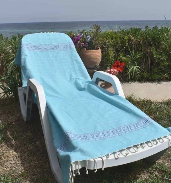 Thalasso beach towel light blue Fouta Tunisia - 4