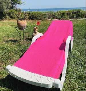 Plain honeycomb fushia pink fouta Fouta Tunisia - 1