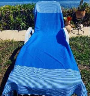 HONEYCOMB electric blue striped white fouta Fouta Tunisia - 1